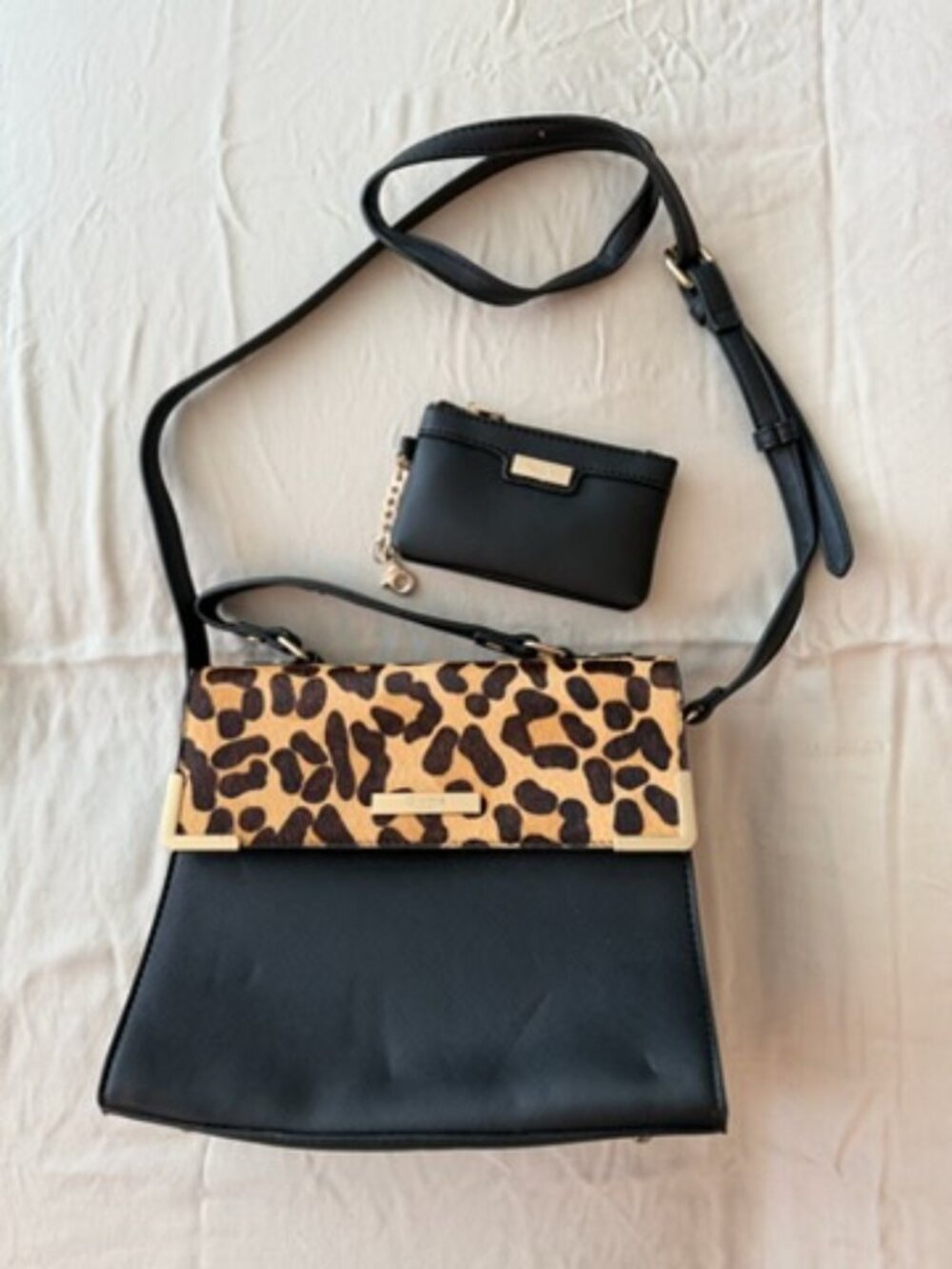 Dune London Black & Animal Print Handbag & Matching Purse